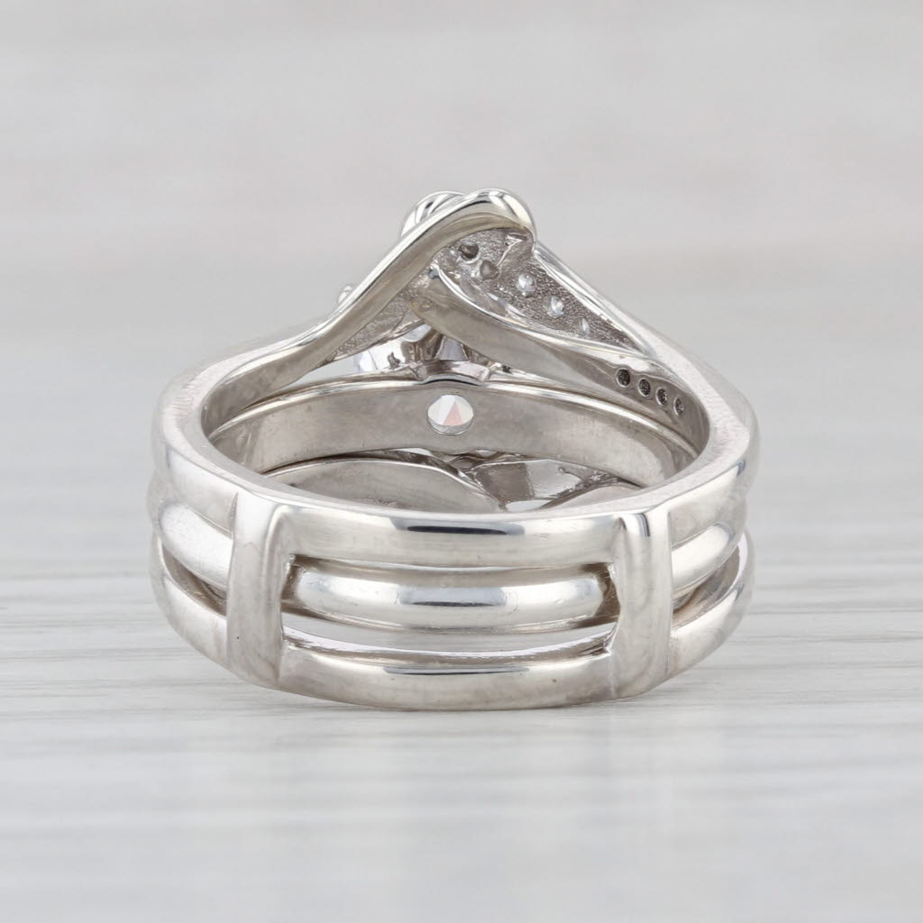 1.43ctw Cubic Zirconia Engagement Ring Wedding Guard Sterling Silver Size 6