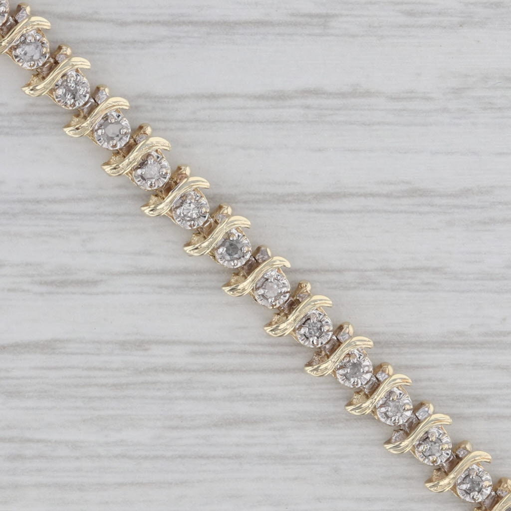 Gray 0.80ctw Diamond Tennis Bracelet 10k Yellow Gold 7" 5.3mm