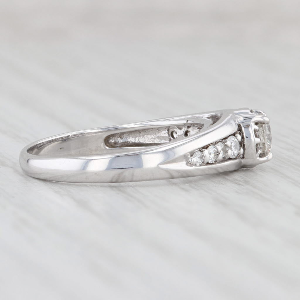 Light Gray 0.50ctw Round Diamond Engagement Ring 14k White Gold Size 7