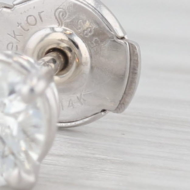 Light Gray Single 0.62ct Round Diamond Solitaire Stud Earring 14k White Gold