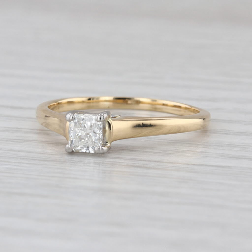0.52ct Diamond Solitaire Engagement Ring 18k Yellow White Gold Size 10.25