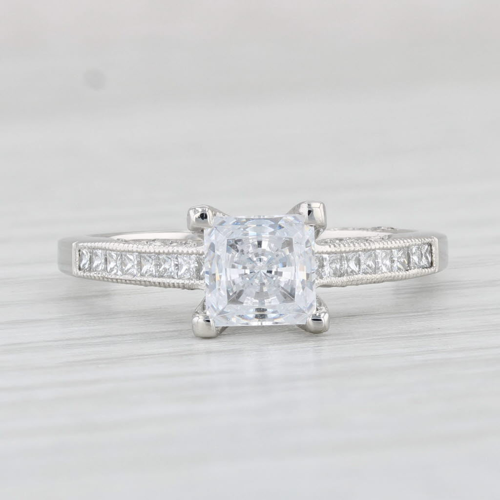 Light Gray New Tacori 0.39ctw Princess Diamond Engagement Ring Platinum Size 6.5