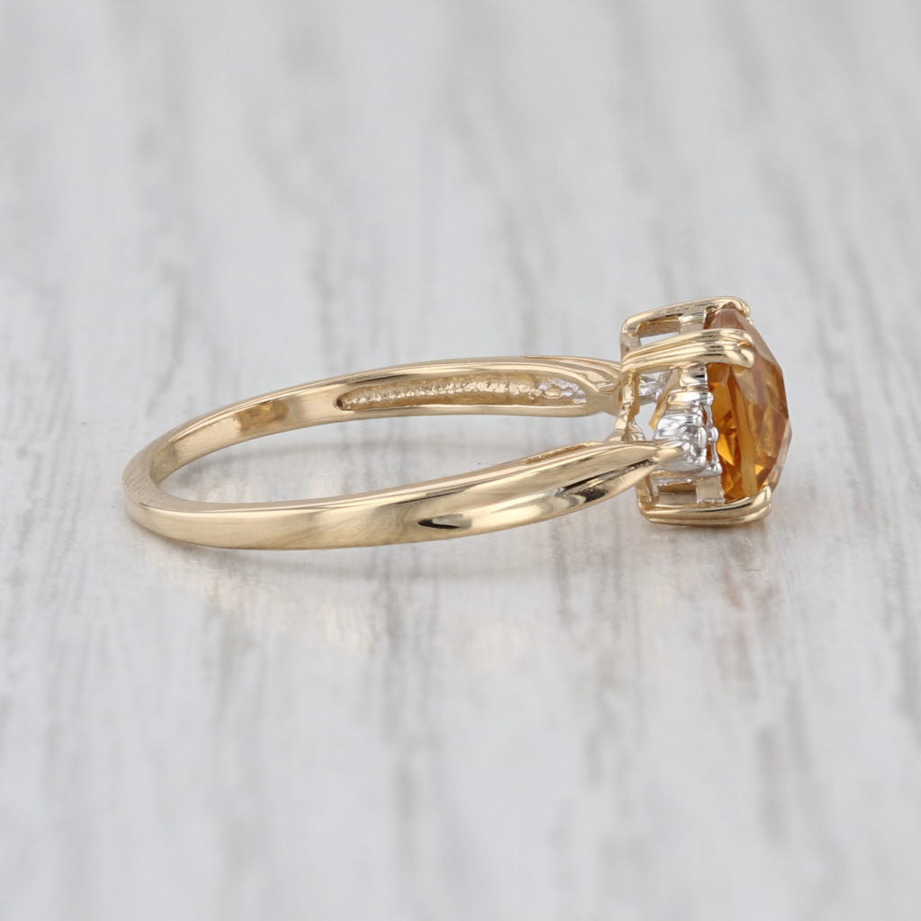 1.40ct Cushion Citrine Diamond Solitaire Ring 10k Yellow Gold Size 7
