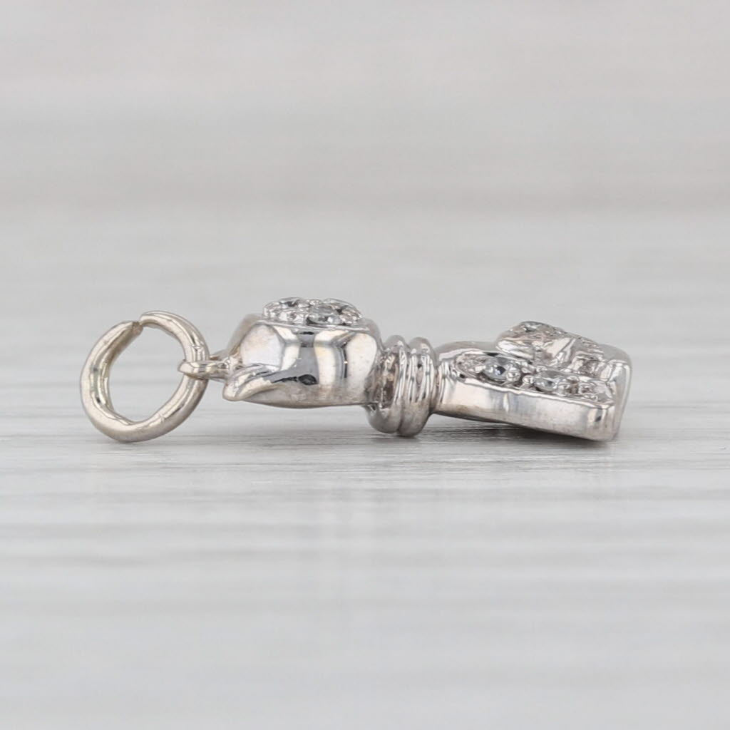 Diamond Cat Pendant 14k White Gold Small Kitten Charm