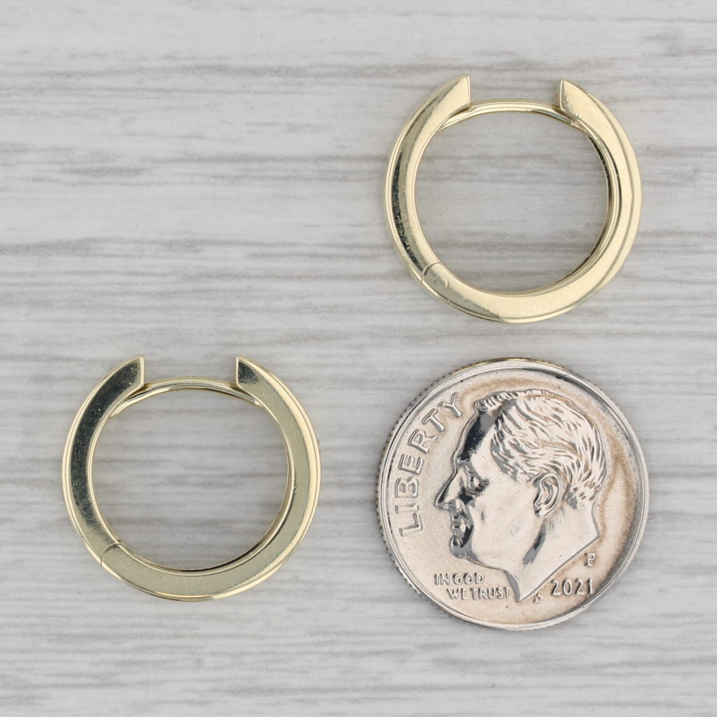 Gray 0.30ctw Diamond Hoop Huggie Earrings 14k Yellow Gold Round Hoops