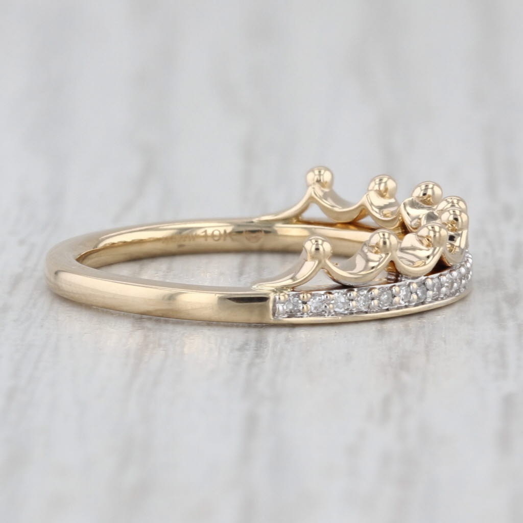 Disney Majestic Princess Tiara Ring 0.10ctw Diamond 10k Yellow Gold Sz 7 Bridal