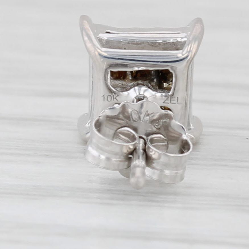 Light Gray 0.36ctw Diamond Princess Stud Earrings 10k White Gold