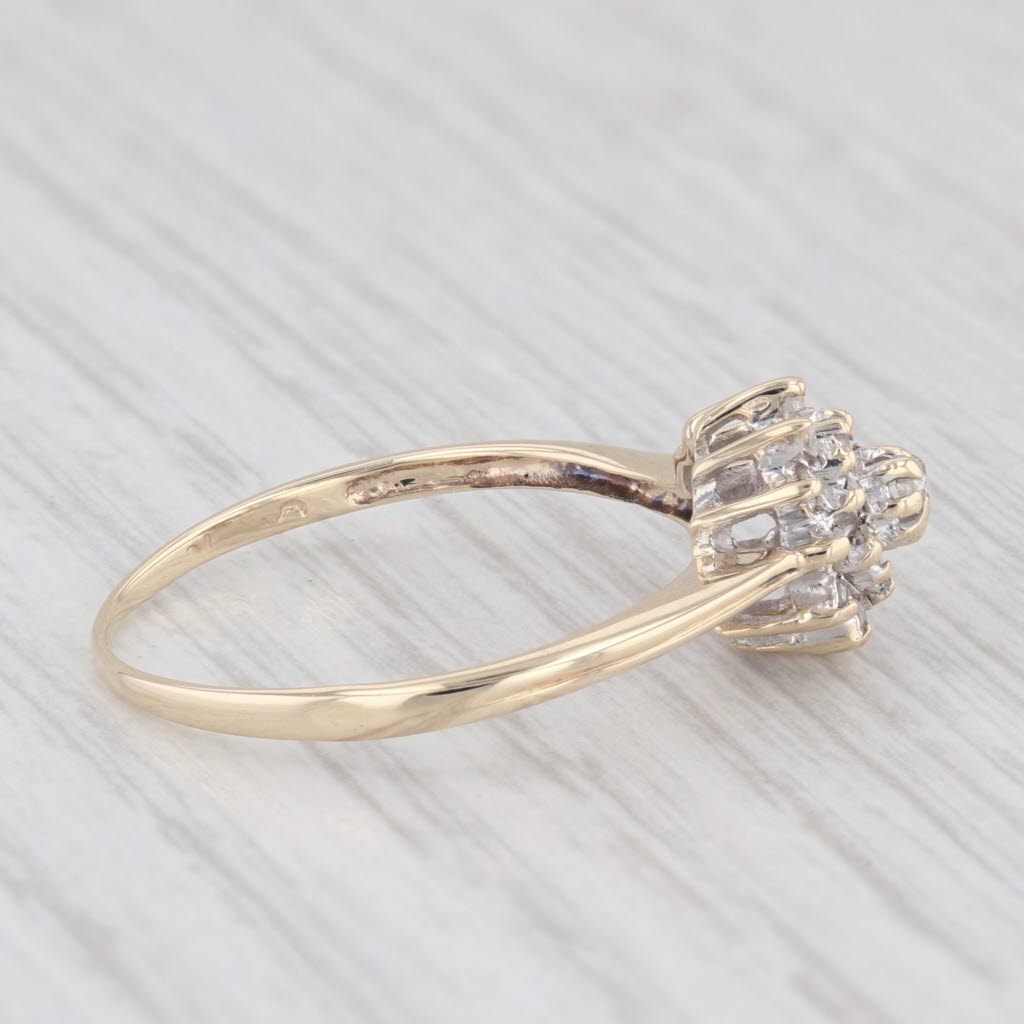 Light Gray 0.18ctw Round Diamond Cluster Engagement Ring 10k Yellow Gold Size 8.25