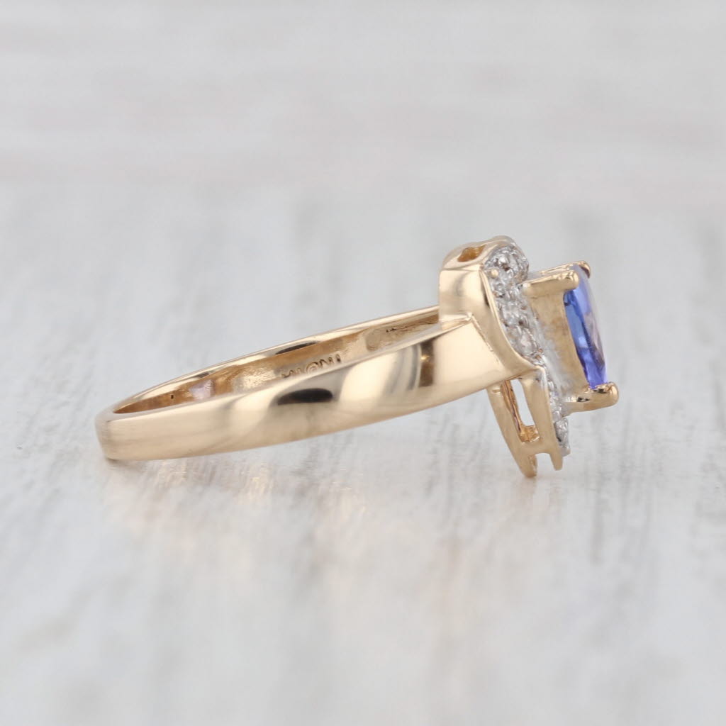 0.61ctw Tanzanite Diamond Halo Ring 14k Yellow Gold Size 6