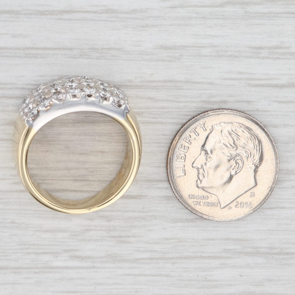 Light Gray 1.50ctw Pave Diamond Cocktail Ring 18k White Yellow Gold Size 5