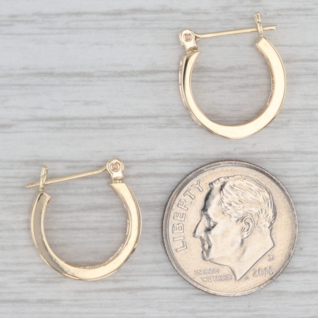 Gray 0.25ctw Diamond Hoop Earrings 14k Yellow Gold Snap Top Small Round Hoops