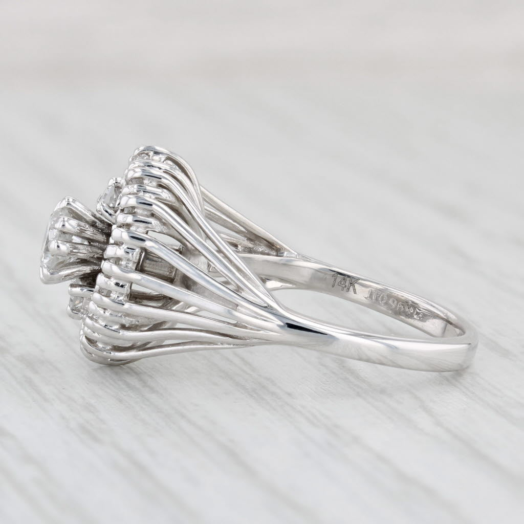 Light Gray Vintage 0.61ctw Diamond Halo Ring 14k White Gold Size 6 Engagement
