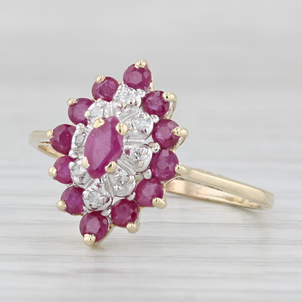 Light Gray 1.06ctw Ruby Diamond Halo Ring 10k Yellow Gold Size 7.75