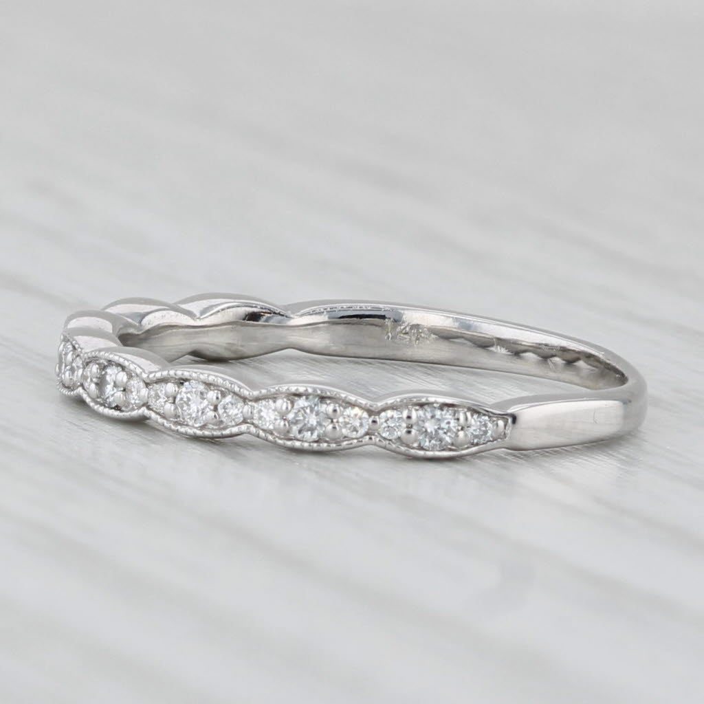 Light Gray 0.20ctw Diamond Wedding Ring 14k White Gold Stackable Band Size 5.5