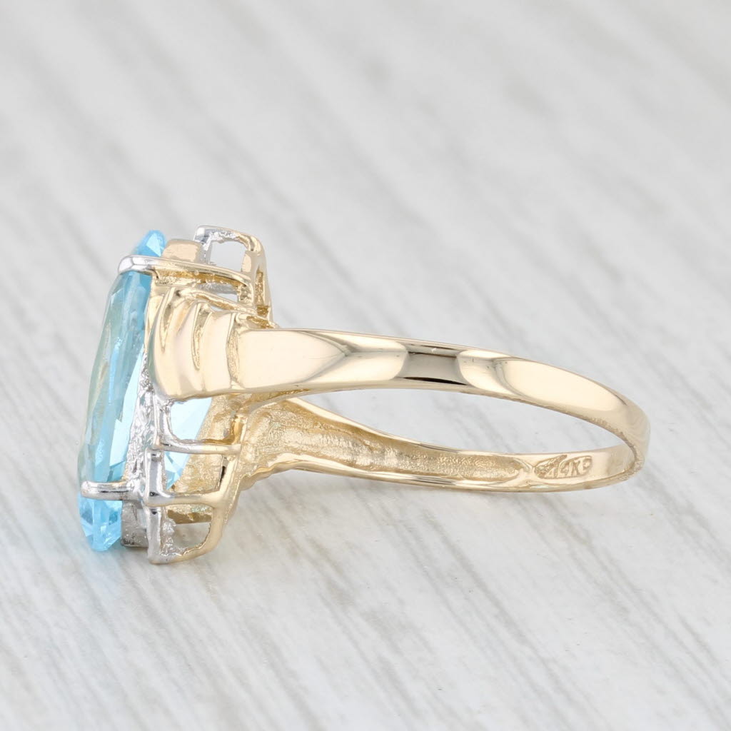 Light Gray 3.40ct Marquise Blue Topaz Solitaire Ring 14k Yellow Gold Size 7.25