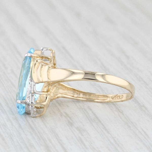 3.40ct Marquise Blue Topaz Solitaire Ring 14k Yellow Gold Size 7.25