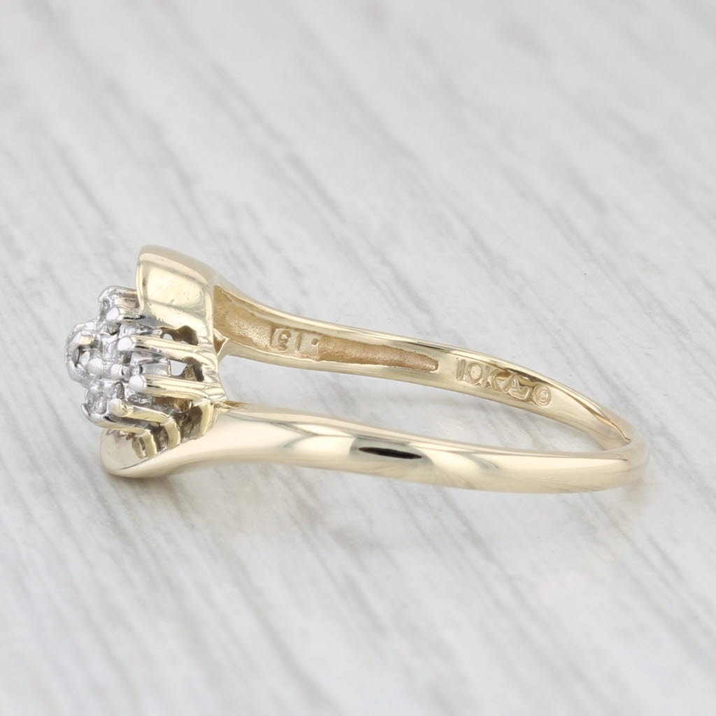 Light Gray 0.13ctw Diamond Cluster Ring 10k Yellow Gold Size 9 Bypass