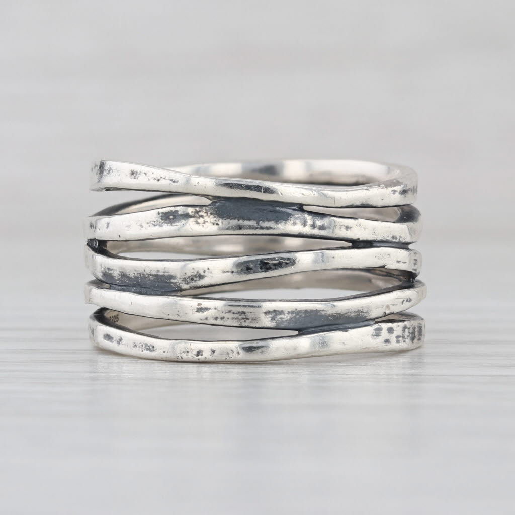 James Avery Stacked Hammered Ring Sterling Silver Size 9 Statement