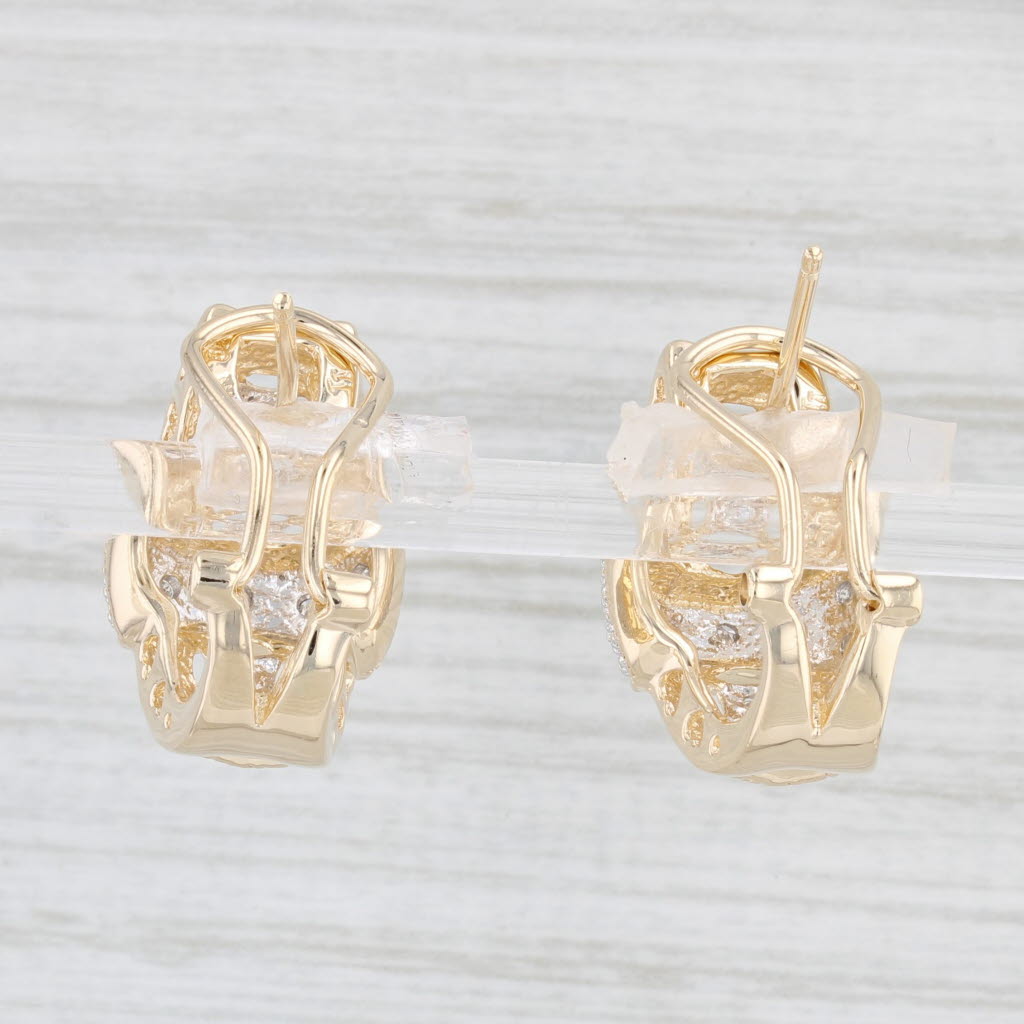 Light Gray 0.15ctw Diamond J-Hook Earrings 14k Gold Omega Back Drops