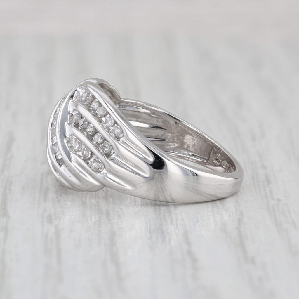 0.60ctw Diamond Knot Overlay Ring 10k white Gold Size 7.25