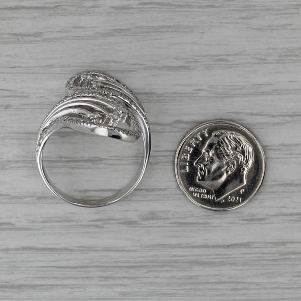 0.52ctw Diamond Shooting Stars Bypass Ring 18k White Gold Size 10 Cocktail