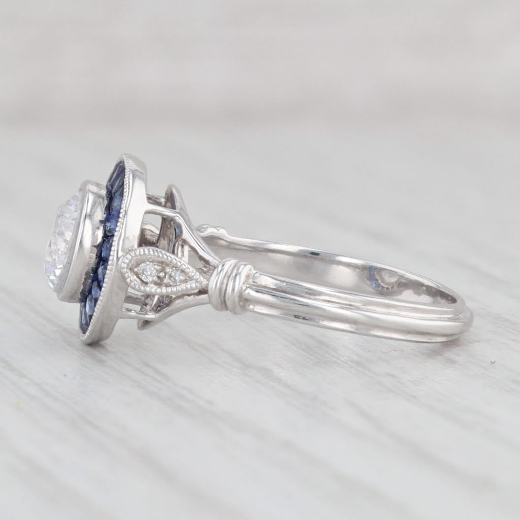 Light Gray New Beverley K Cubic Zirconia Sapphire Halo Ring 10k White Gold Engagement S 6.5