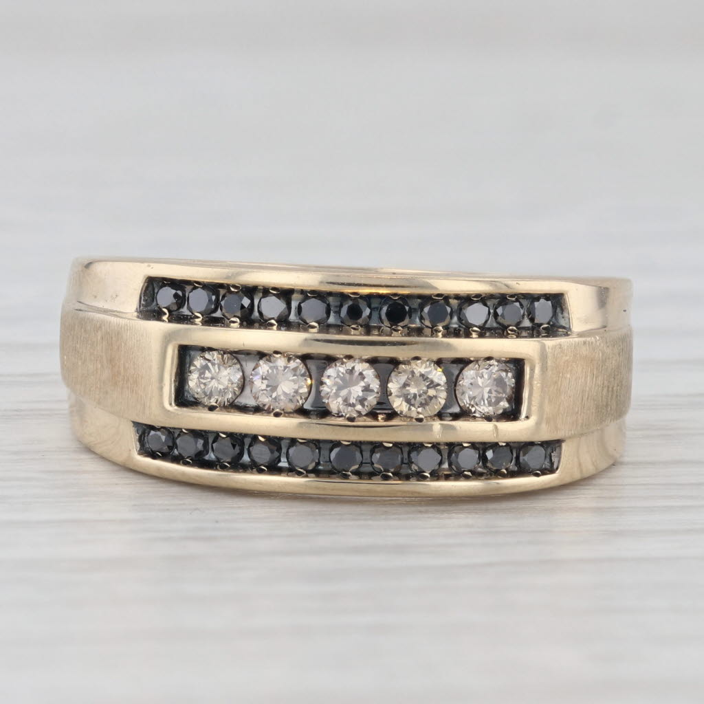 Light Gray 0.50ctw Brown Black Diamond Ring 14k Yellow Gold Size 10 Men's Wedding