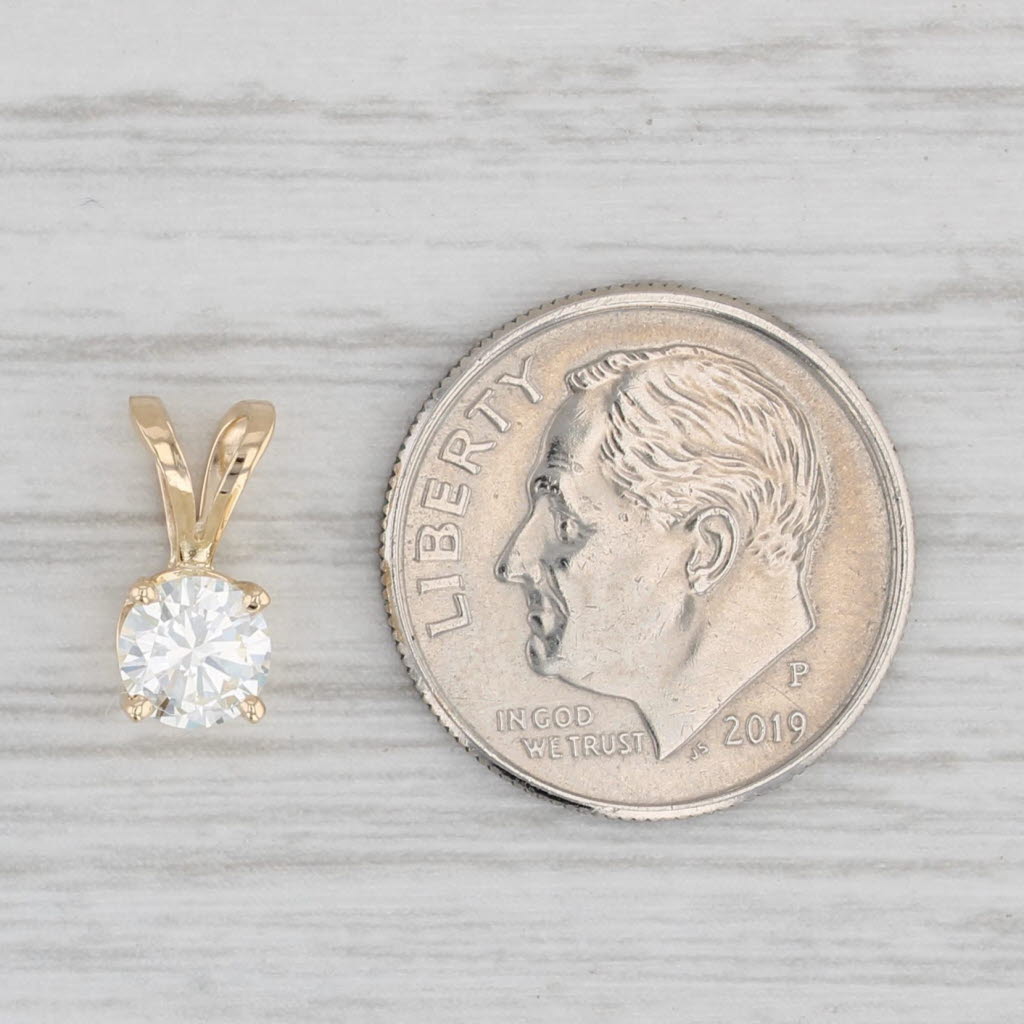 Light Gray New 0.45ct Round Diamond Solitaire Pendant 14k Yellow Gold Small Drop