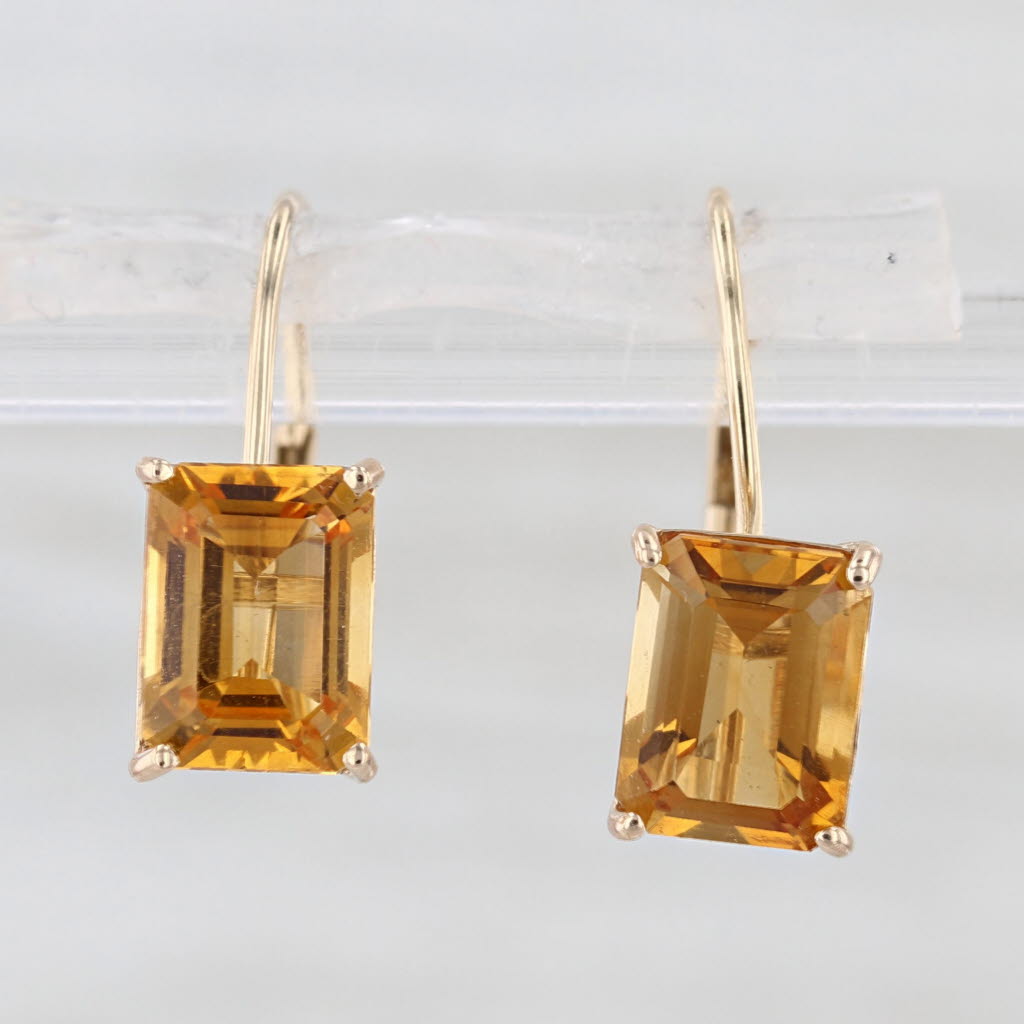 3ctw Orange Citrine Drop Earrings 14k Yellow Gold Lever Backs