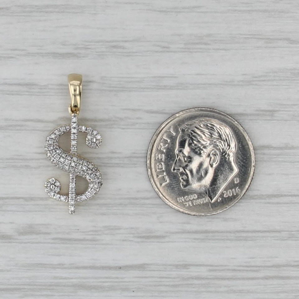 0.15ctw Diamond Dollar Sign Pendant 10k Yellow Gold $