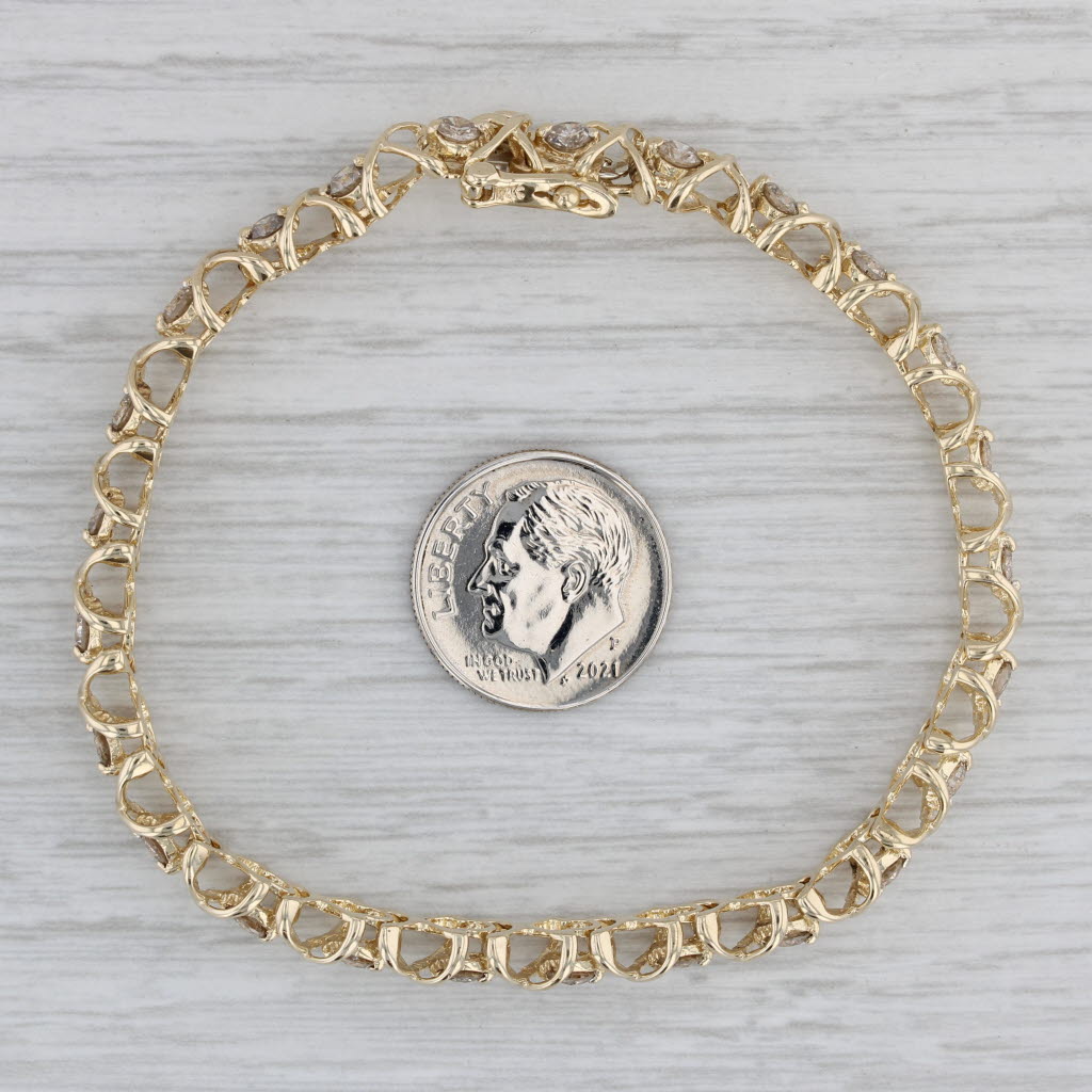 Gray 2.50ctw Diamond Tennis Bracelet 14k Yellow Gold 7" 6.4mm XO Pattern