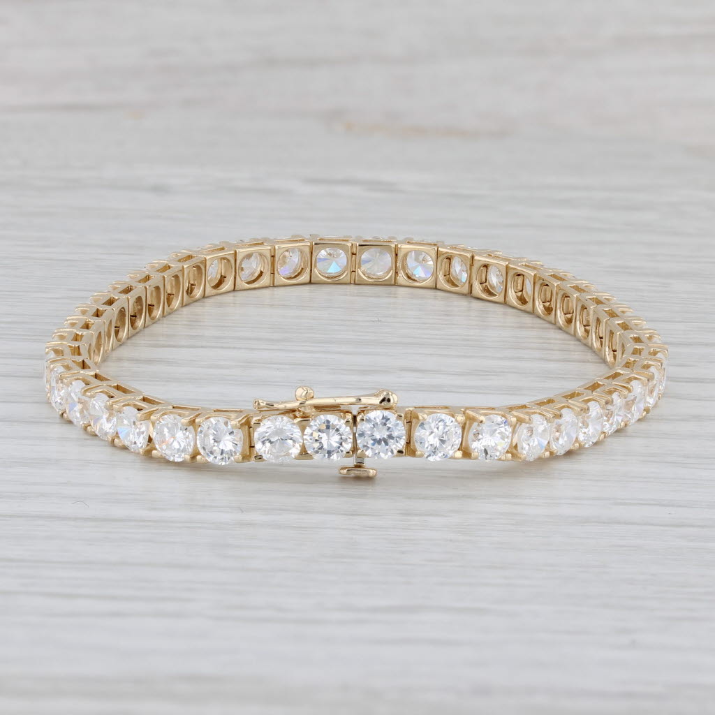 Gray 9.50ctw Cubic Zirconia Tennis Bracelet 14k Yellow Gold 6.75" 4.1mm
