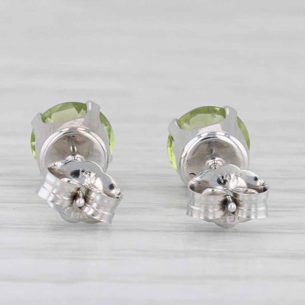 Light Gray 2ctw Peridot Solitaire Stud Earrings 14k White Gold August Birthstone