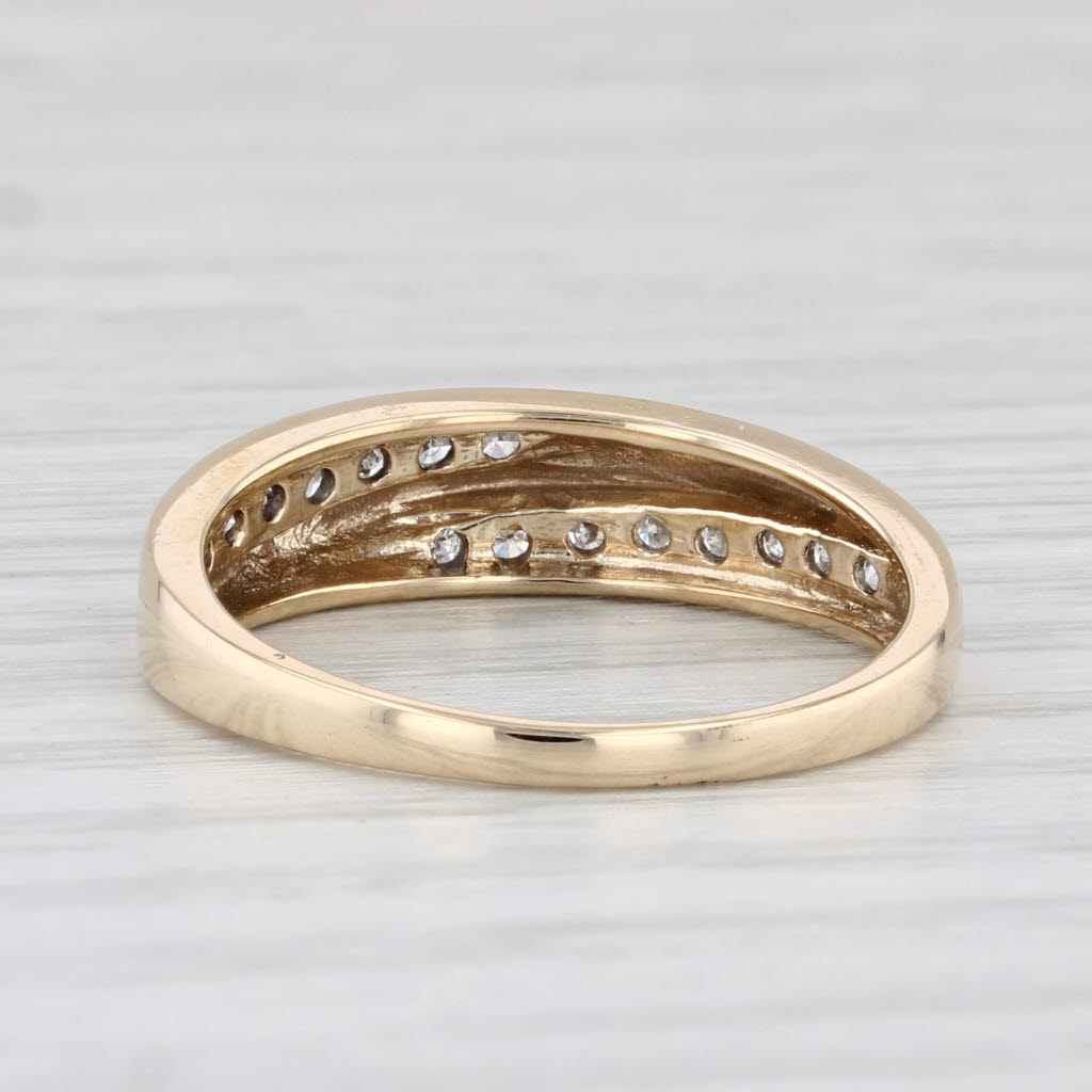 Light Gray 0.24ctw Diamond Bypass Ring 10k Yellow Gold Stackable Wedding Band Size 8
