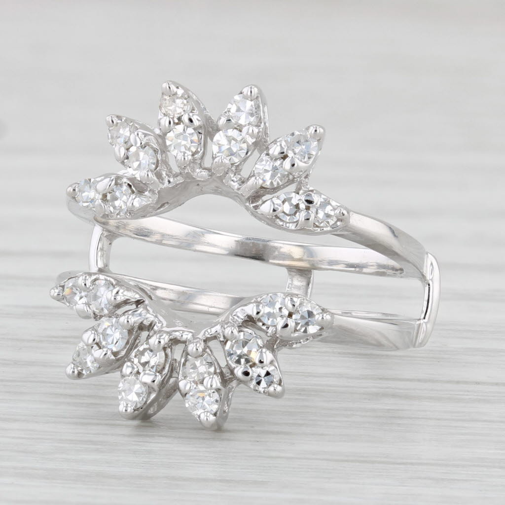 Light Gray 0.30ctw Diamond Ring Jacket Enhancer 14k White Gold Size 7 Bridal Wedding
