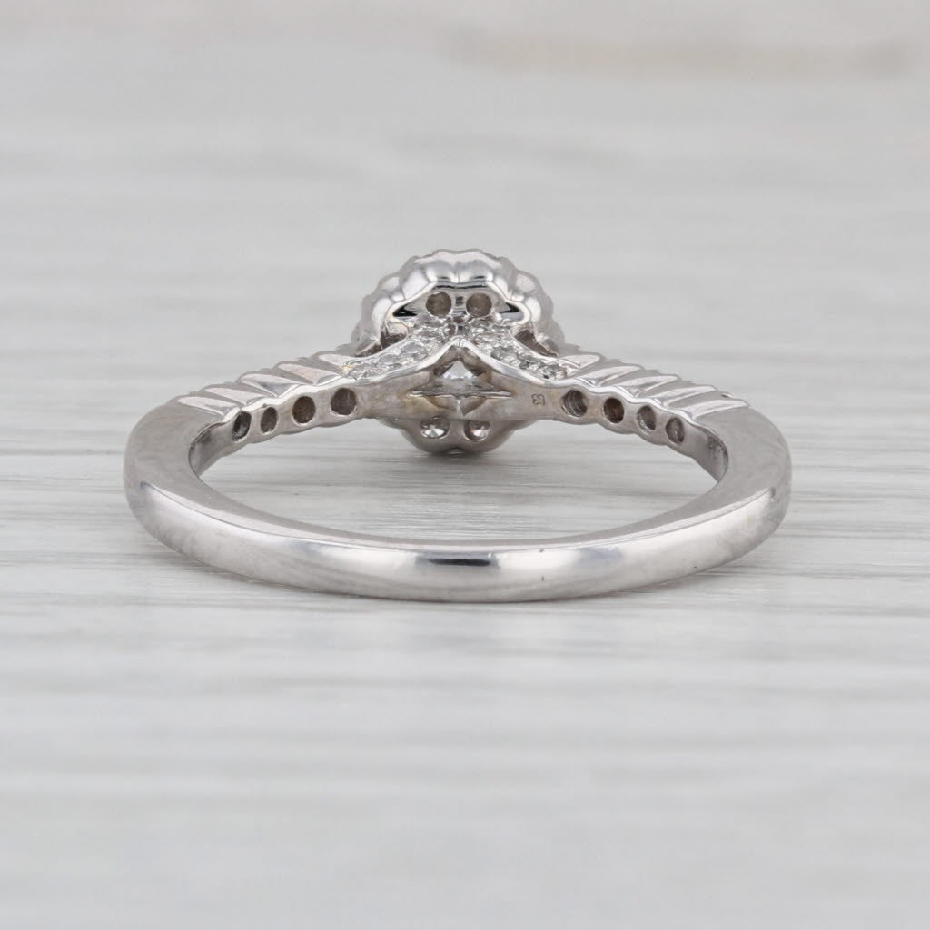 0.72ctw Diamond Halo Engagement Ring 14k White Gold Size 8