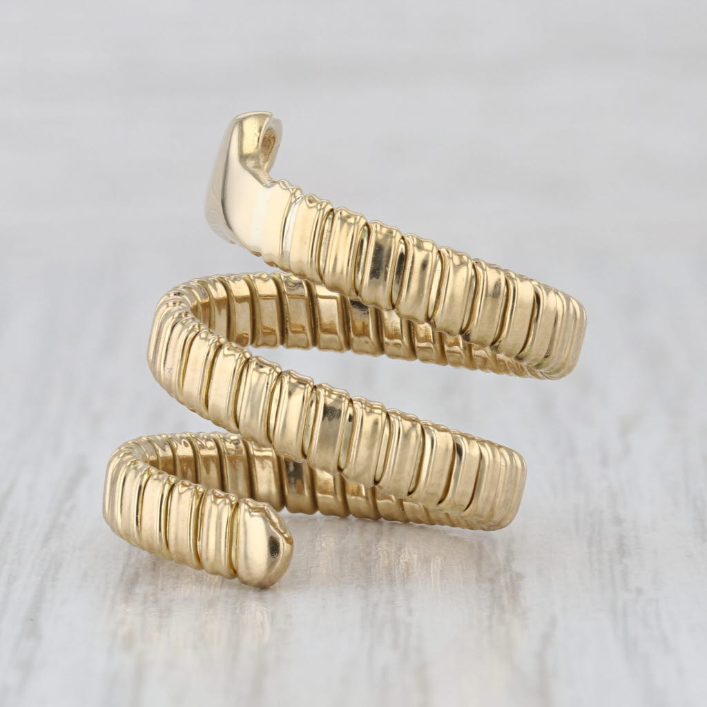Flexible Coiled Snake Ring 18k Yellow Gold Size 5.5 Adjustable Vieri Gioielli