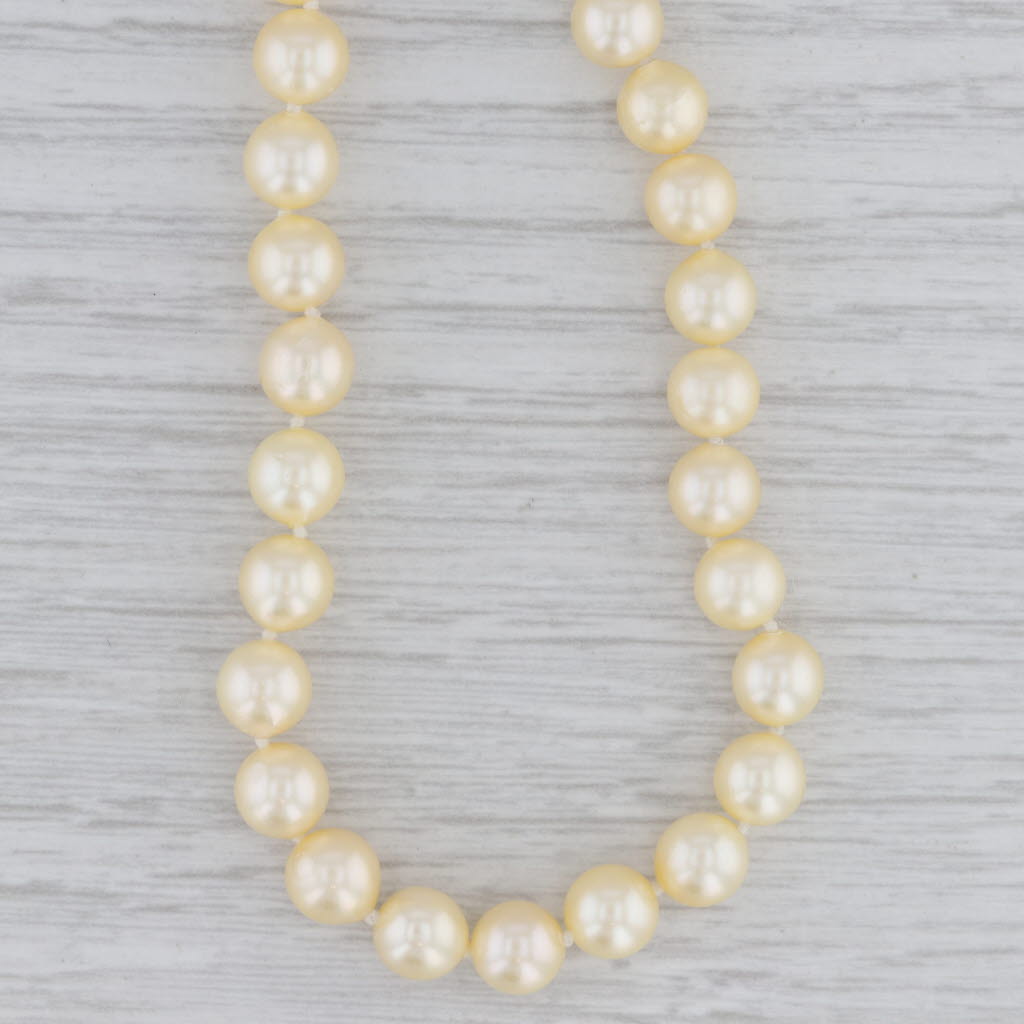 Gray Cultured Cream Pearl Bead Strand Necklace 14k Yellow Gold 19.75"