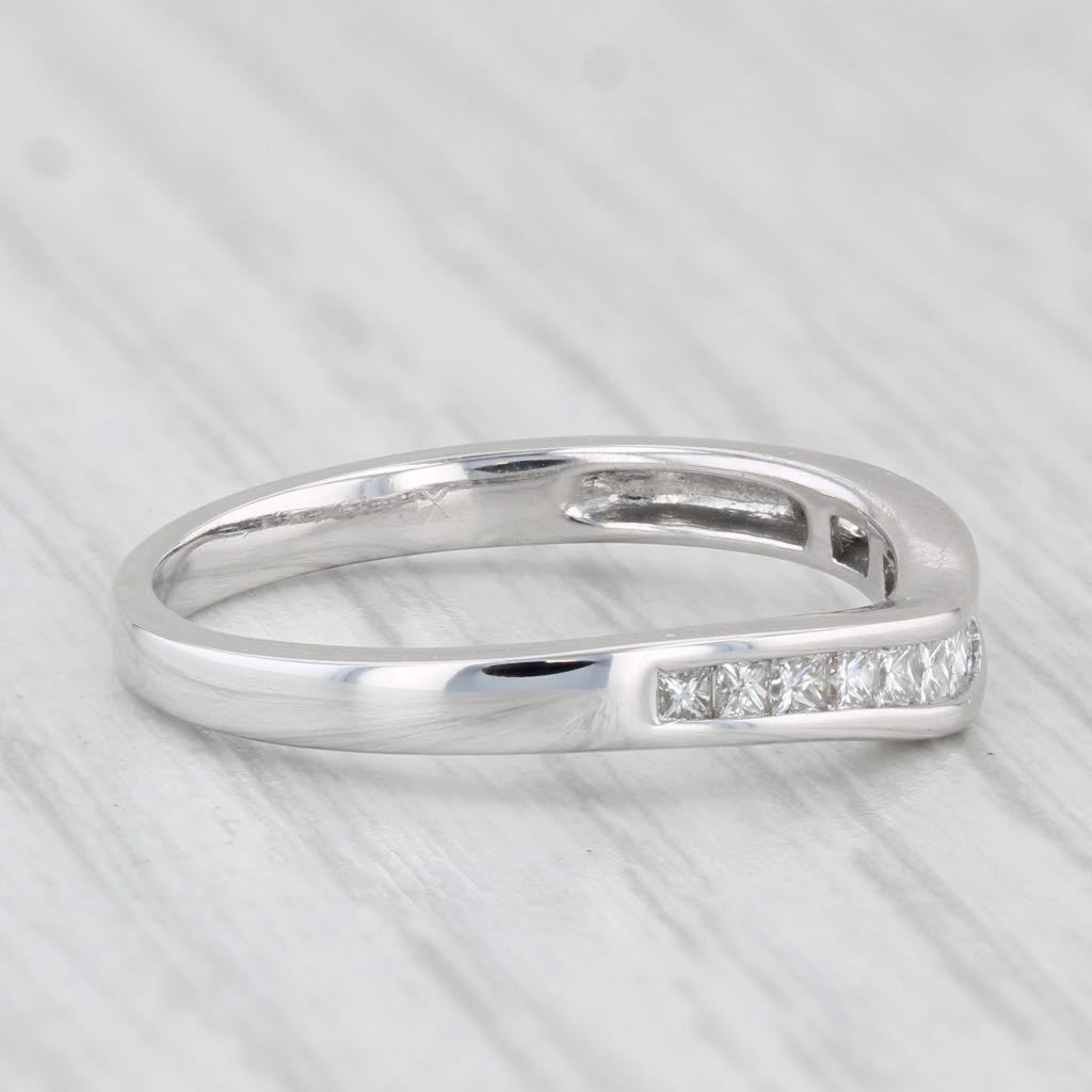 Light Gray 0.60ctw Contoured Diamond Wedding Band 14k White Gold Size 7 Stackable Ring