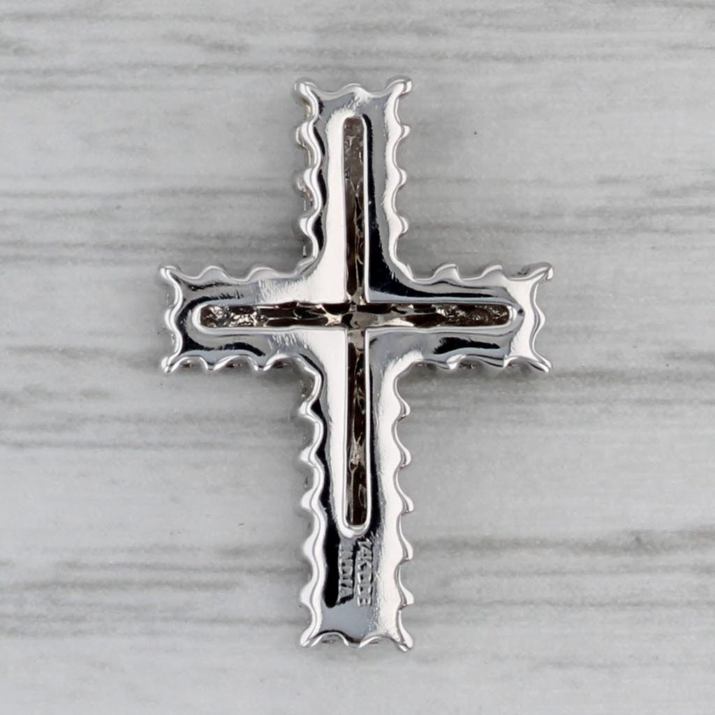 Gray 0.36ctw Diamond Cross Pendant 14k White Gold