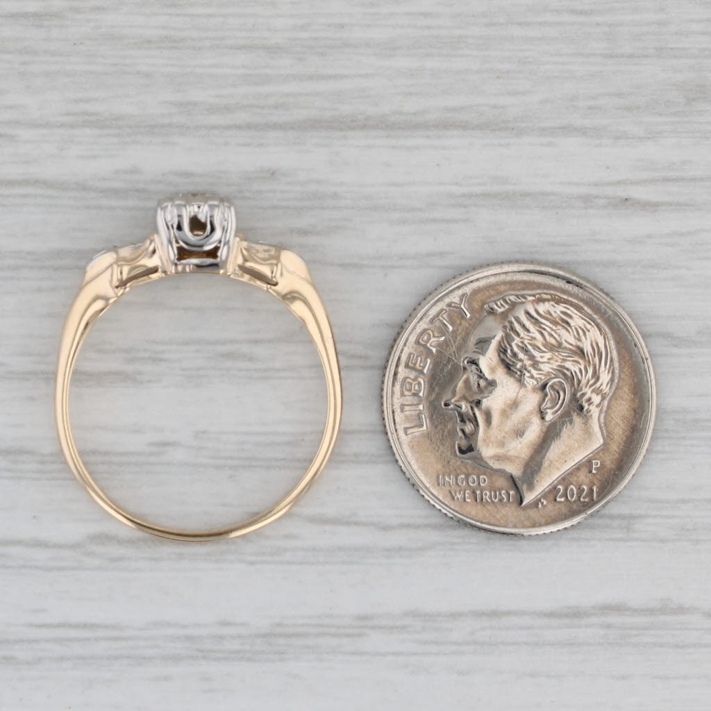 Gray Vintage Diamond Engagement Ring 14k Yellow Gold Size 6.25