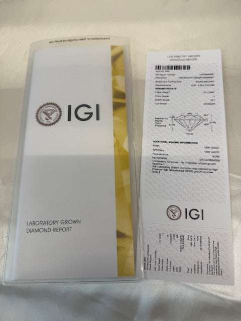 1.70ctw Lab Grown Diamond Engagement Ring Wedding Band Bridal Set 14k Gold IGI