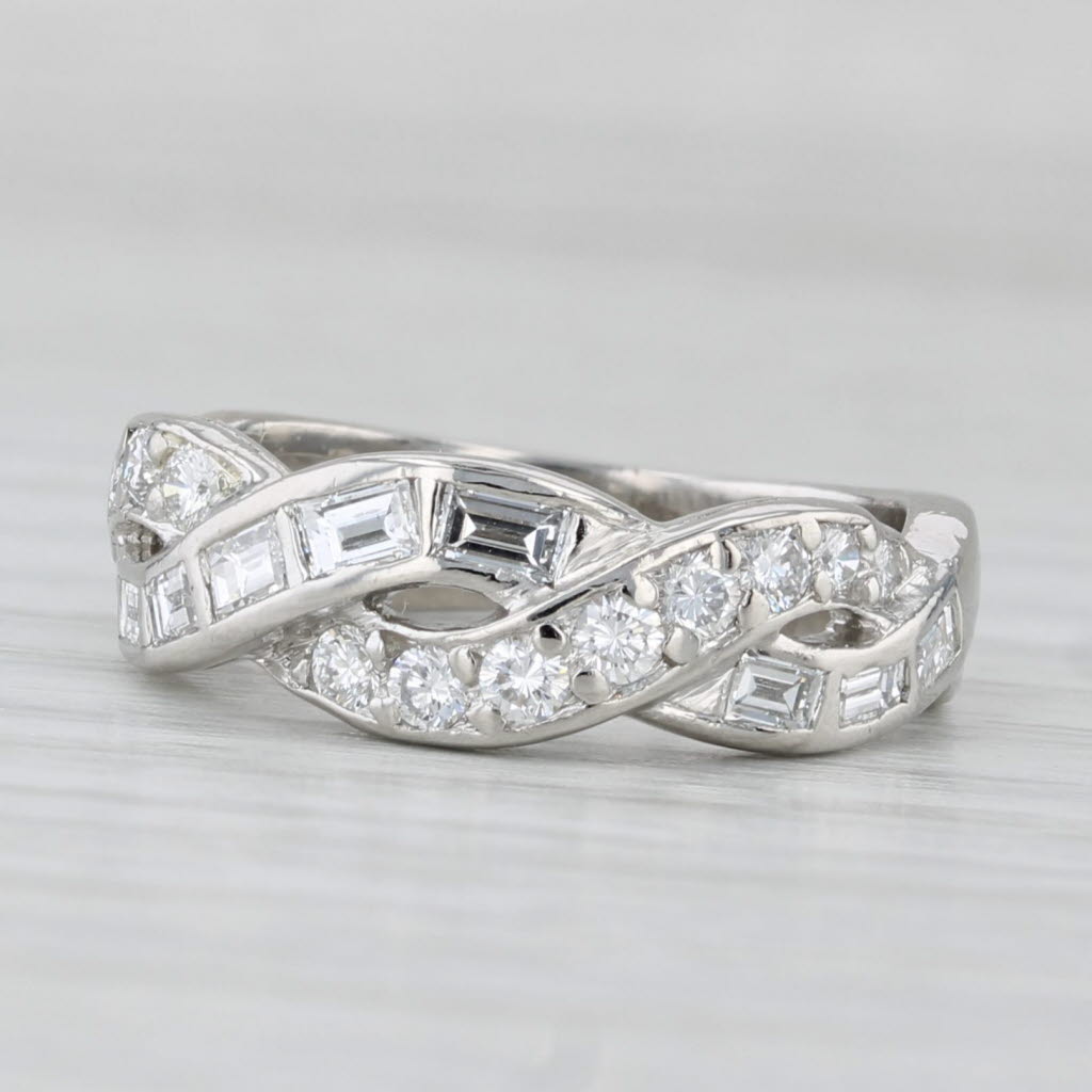 Light Gray Tiffany & Co 0.79ctw Woven Diamond Ring Platinum Sz 5.5 Wedding Anniversary Band