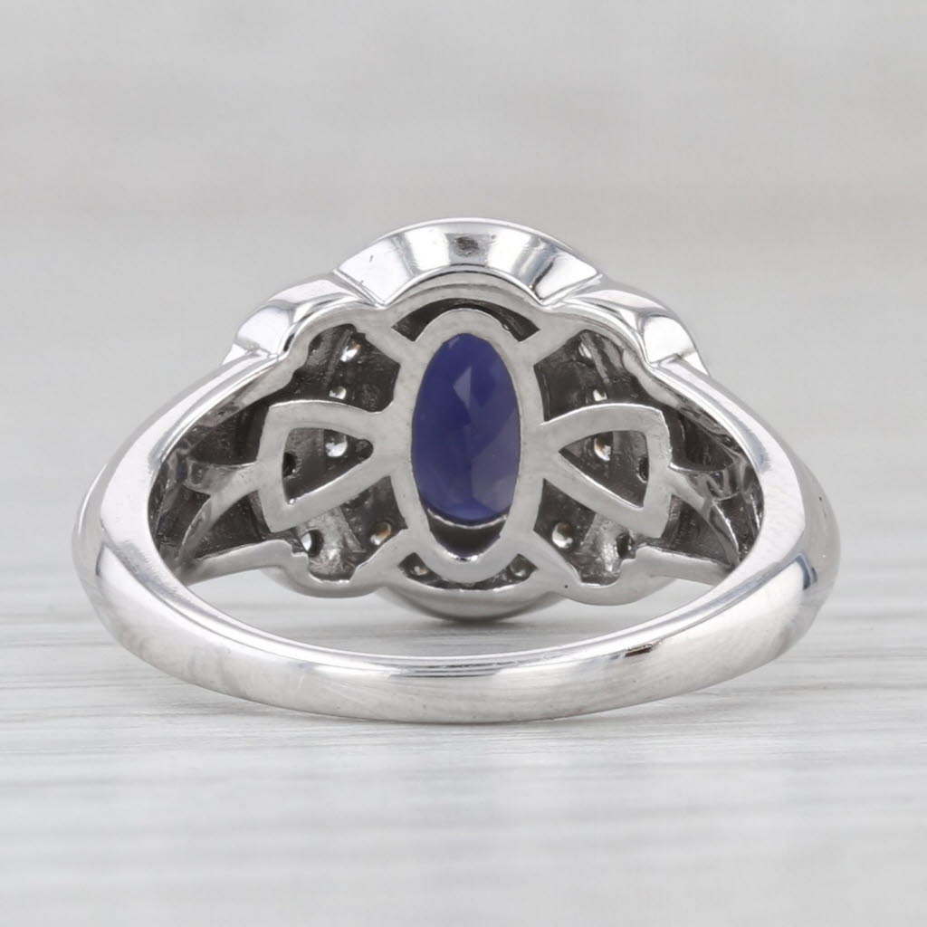 Light Gray 1.17ctw Blue Iolite Diamond Halo Ring 14k White Gold Size 5.25