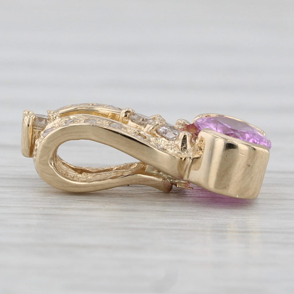 Light Gray 1.28ctw Pink Sapphire Diamond Pendant 14k Yellow Gold