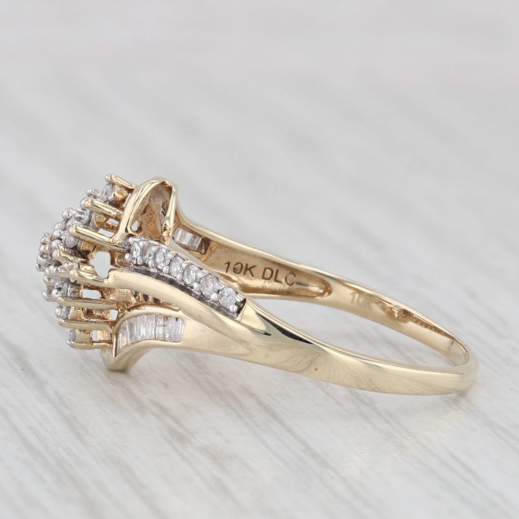 Light Gray 0.31ctw Diamond Cluster Bypass Ring 10k Yellow Gold Size 8.5