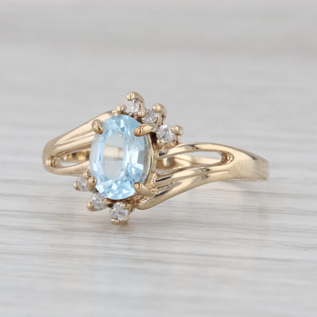1.03ctw Blue Topaz Diamond Ring 10k Yellow Gold Size 7