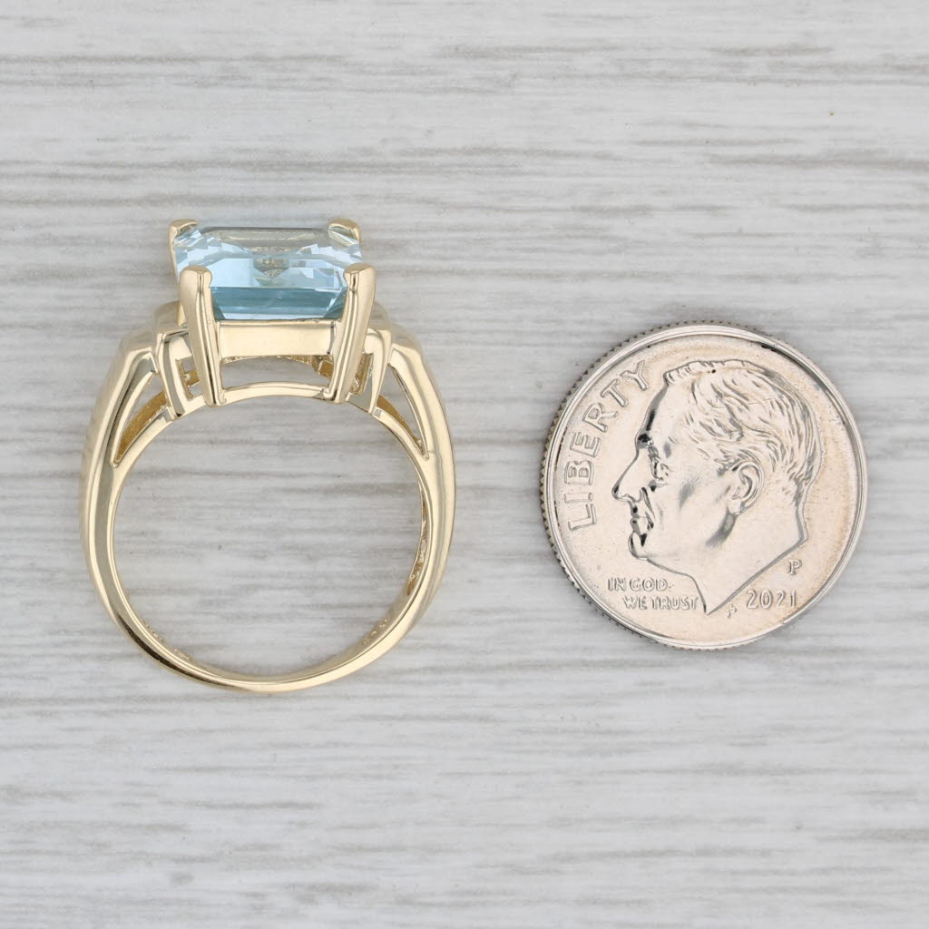 Gray 5ct Emerald Cut Aquamarine Solitaire Ring 14k Yellow Gold Size 6.25