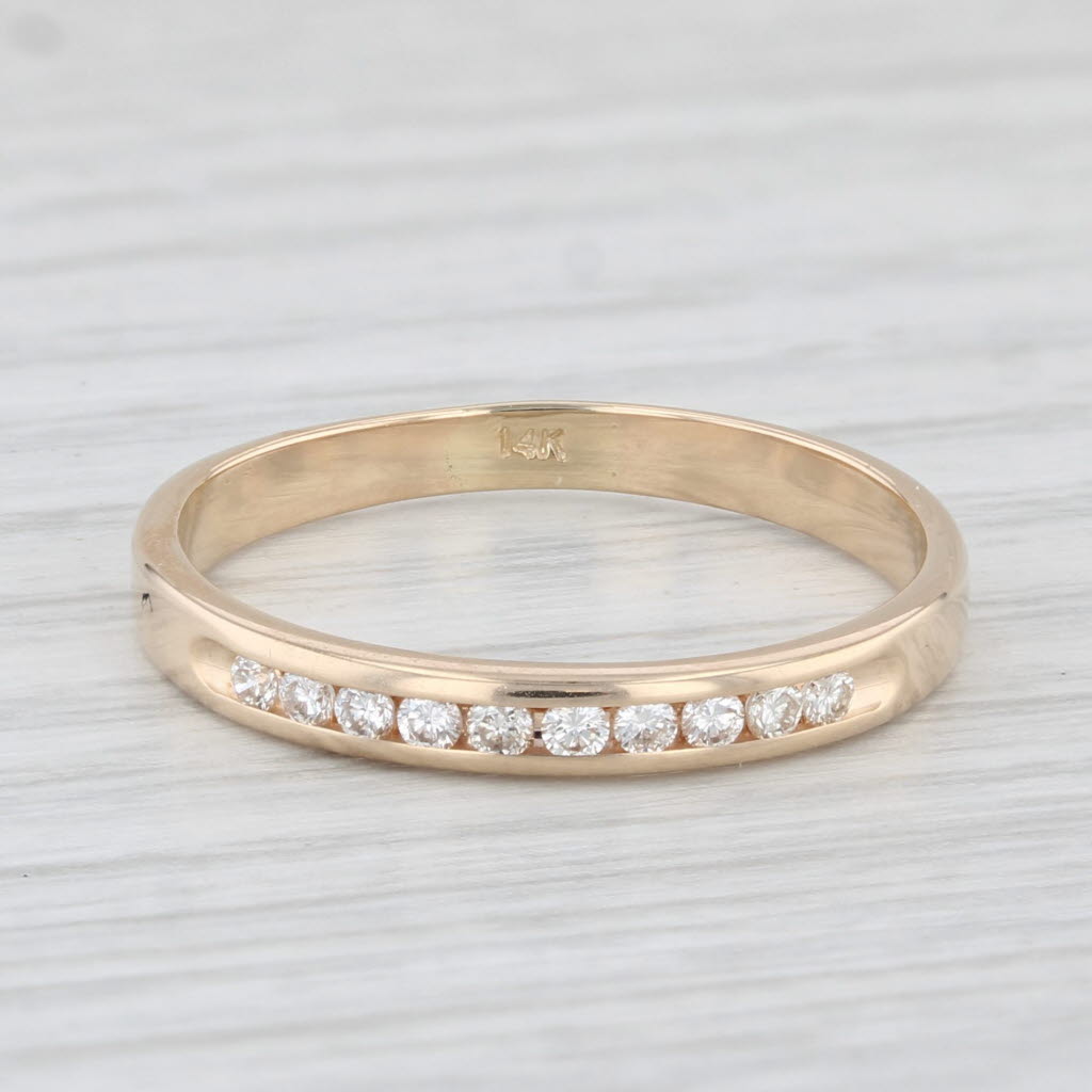 Light Gray 0.15ctw Diamond Wedding Band 14k Yellow Gold Size 8 Stackable Anniversary Ring