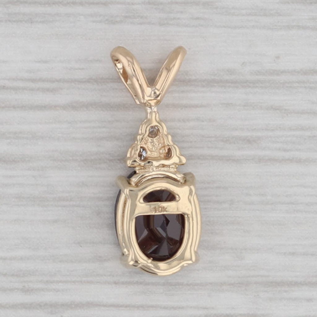 Gray 1.29ctw Garnet Diamond Pendant 10k Yellow Gold Small Drop